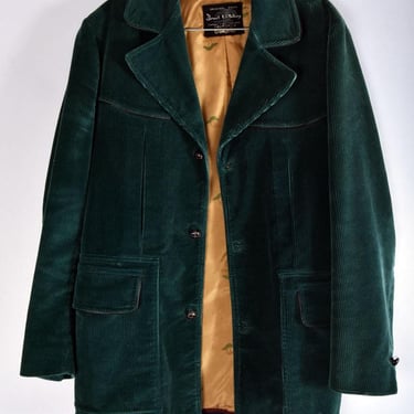 60's Green Corduroy BRAD WHITNEY Men's Coat Vintage 1960's Warm Winter Jacket Sport Coat 1970's 