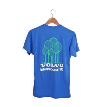 vintage Volvo shirt / tennis shirt / 1980s Volvo International tennis graphic t shirt Small 