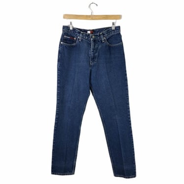Vintage 90's Tommy Hilfiger Women's Jeans, Darkwash, Tapered Leg High Waist Size 9 