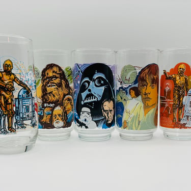 5 Vintage Star Wars Burger King Drinking Glasses Circa 1977 by LeChalet