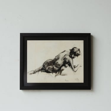 Guy Aubert Reclining Nude Framed Drawing