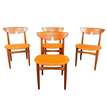 Set of 4 Vintage Danish Mid Century Modern Teak Dining Chairs by Kurt Ostervig 