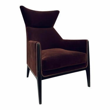 Caracole Modern Deep Aubergine Velvet Lounge Club Chair