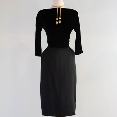 Classic 1950's Suzy Perette Little Black Cocktail Dress / Medium