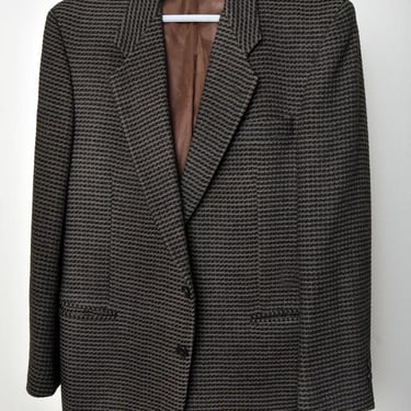 80's ACADEMY AWARDS Vintage Suit Jacket, Men's Sport Coat, Wool Dark Brown Black, Warner Bros Prop Costume Dept. 1980's, 44 