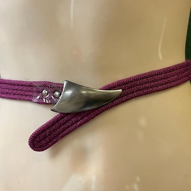 1980s purple belt skinny metal buckle adjustable size 