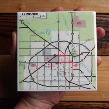 1974 Lubbock Texas Map Coaster. Texas Vintage Map. Lubbock Coaster. City Gift. Texas Décor. Red Raiders. Texas Tech University Gift. 
