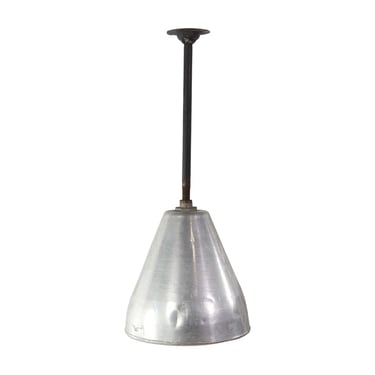 1960s Industrial Prism Glass Cast Iron Pole Pendant Light