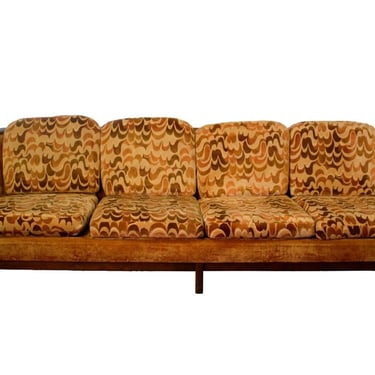 Mid Century Modern Adrian Pearsall & Jack Lenor Larsen Fabric Wood Framed Sofa 