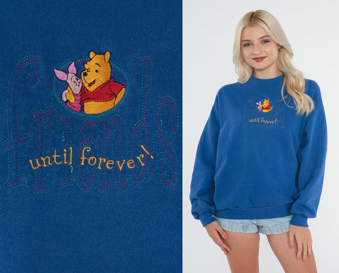 Winnie The Pooh Sweatshirt 90s Disney Sweater Piglet Embroidered ...