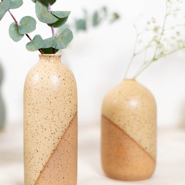 Speckled Sandstone Cylinder Bud Vase