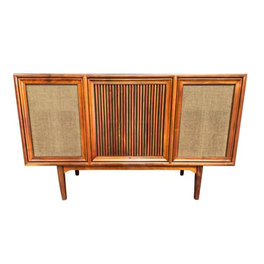 Vintage Mid Century Modern Drexel Walnut Stereo Console With Blue Tooth 