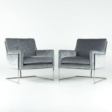 Thayer Coggin Mid Century Chrome Hi Wire Lounge Chairs - Pair - mcm 