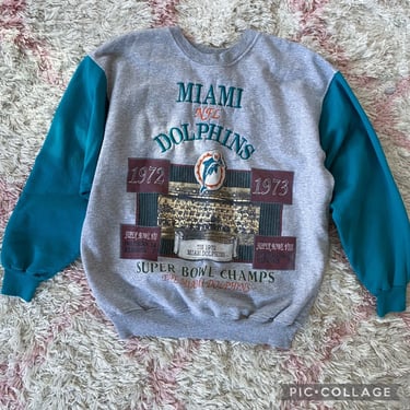 Vintage 90s Miami Dolphins Grey Crew Sweatshirt Large 