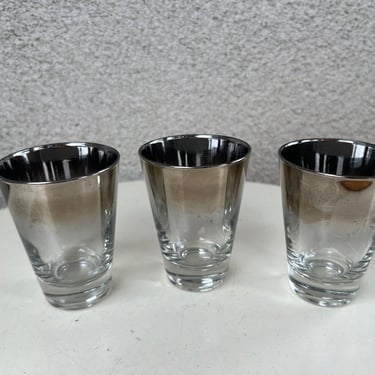 Vintage MCM set 3 shot glasses silver fade rims 4 oz 