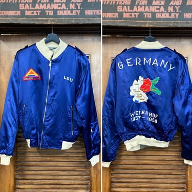 Vintage 1950’s Germany Souvenir Tour Bomber Embroidered Jacket, 50’s Jacket, 50’s Tour Jacket, 50’s Military Jacket, Vintage Clothing 