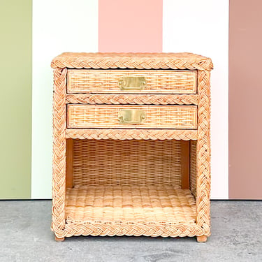 Oversized Braided Rattan Nightstand