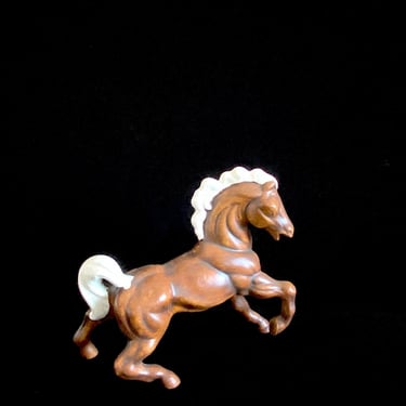Vintage Mid Century Modern Pottery Figurine of a Horse with Matte and Glossy Crackled Glazes 1950s 1960s 