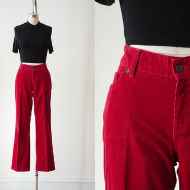 red corduroy pants | 90s y2k vintage L.L. Bean mid rise dark red bootcut pants 