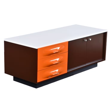 Restored Raymond Loewy Brown Orange and White DF-2000 TV Stand Credenza 