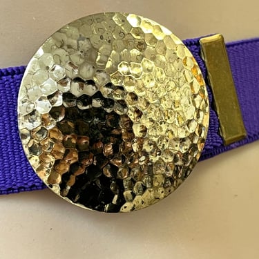 1980s purple and gold belt vintage elastic stretch belt adjustable 