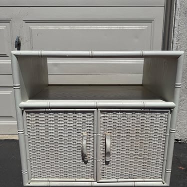 Vintage Faux Bamboo Cabinet Nightstand Bedside Table Bedroom Storage Side End Table Regency Chinoiserie Boho CUSTOM PAINT Avail 