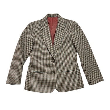Vintage Women's 100% Wool Tweed Jacket ~ Blazer / Sport Coat ~ Houndstooth ~ Adolfo Esprit 