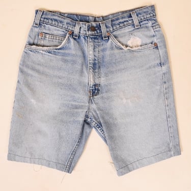 Blue Distressed Orange Tab Shorts By Levis, 31
