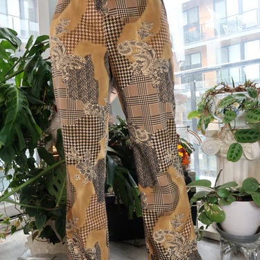 Vintage Houndstooth Lace Patterned Pants