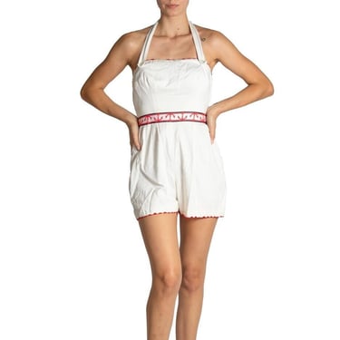 1950S Red White & Blue Nautical Cotton Romper 