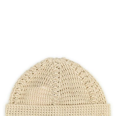 Valentino Garavani Men Sand Cotton Knitted Vlogo Signature Beanie Hat