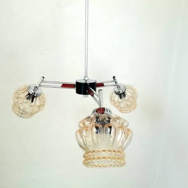 Vintage Ceiling Lamp / Three Bulbs Chandelier / Hanging Lamp/ Pendant Light / 70s Yugoslavia 