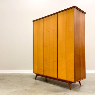 Mid Century Modern Mahogany & Maple Wardrobe 