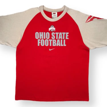 Vintage 90s/Y2K Nike Team Ohio State University Buckeyes Football Center Swoosh Graphic T-Shirt Size Large/XL 
