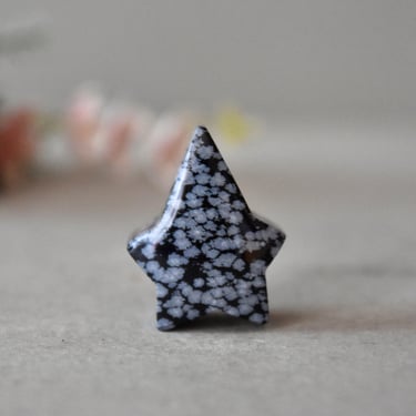 Snowflake Obsidian Figurine Star Home Decor 