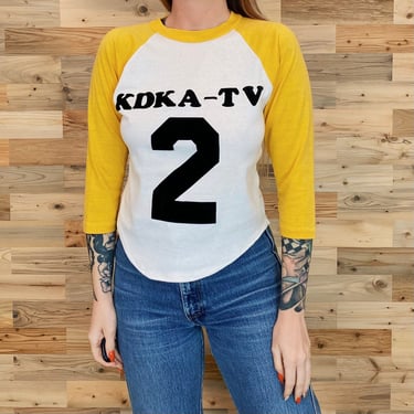 70's KDKA-TV Channel 2 Pittsburgh Vintage Raglan Tee Shirt 
