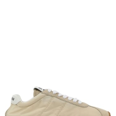 Miu Miu Women Ivory Fabric And Suede Sneakers