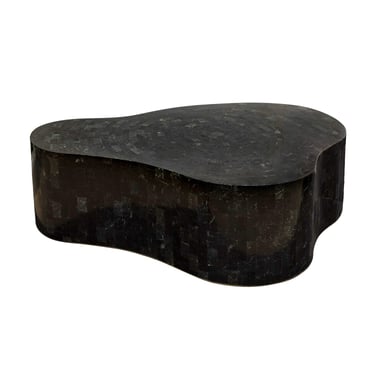 Karl Springer Unique "Free Form Coffee Table" in Tessellated Black Marble 1980s (Signed)