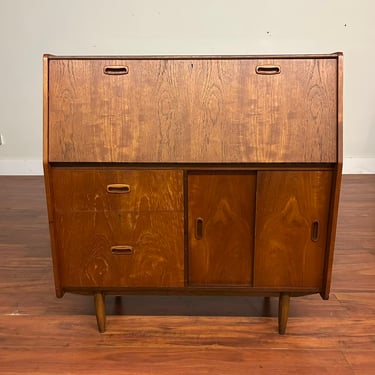 Mid-Century Teak Secretary Desk with File Drawer