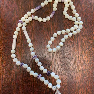 Vintage Fresh Water Pearls and Purple Agate Necklace 