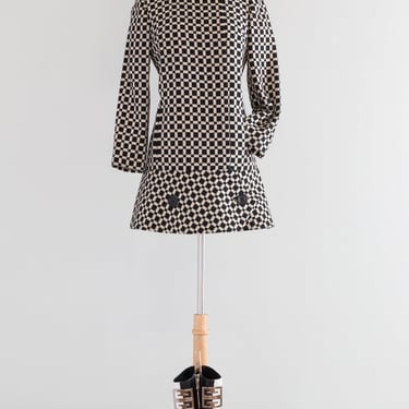 Iconic 1960's MOD Coat By Don Loper Black and White Checked / SM