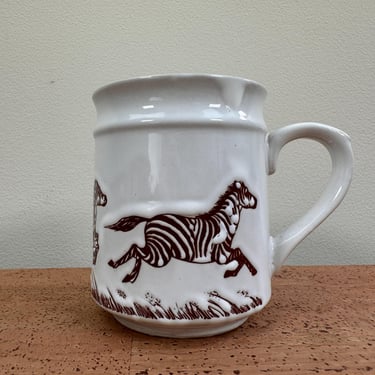 Vintage Zebra Zebras Mug | Glazed Stoneware | Japan 