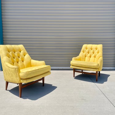 Mid Century Walnut Lounge Chairs Attributed to Monteverdi Young- a Pair 