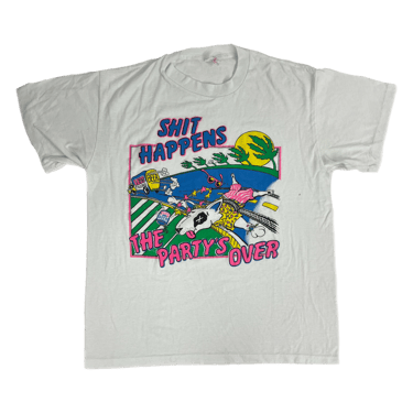 Vintage Spuds Mackenzie "The Party's Over" Puffy ink T-Shirt
