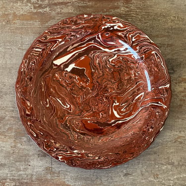 Set of 6 Red Marbled Dinner/Charger Plates