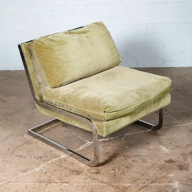 Mid Century Modern Lounge Chair Milo Baughman Thayer Coggin Green Chrome Tandem