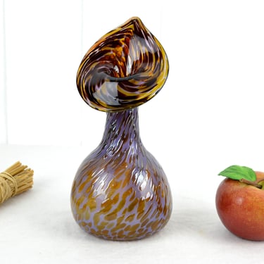 Jack in the Pulpit Vase Studio Glass 60s 70s Swirl Art Glass Glass Vase Mouth Blown Hand Shaped Brocante Flower Vase Vintage Design Glass Vase 