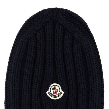 Moncler Men Midnight Blue Wool Beanie Hat