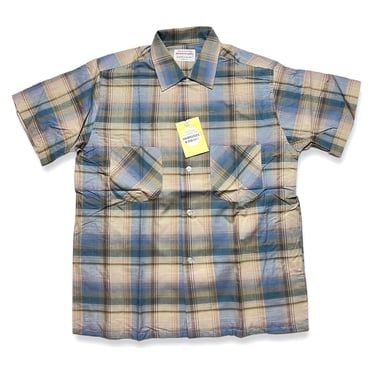 NEW w/ Tags ~ Vintage 1960s UNIVERSITY Short-Sleeve Sport Shirt ~ S ~ Mod / Preppy / Ivy Style ~ Plaid ~ Deadstock 