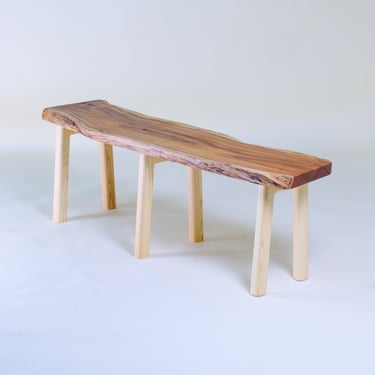 Kula Koa Bench, Livem Edge Maui Koa + White Ash Legs